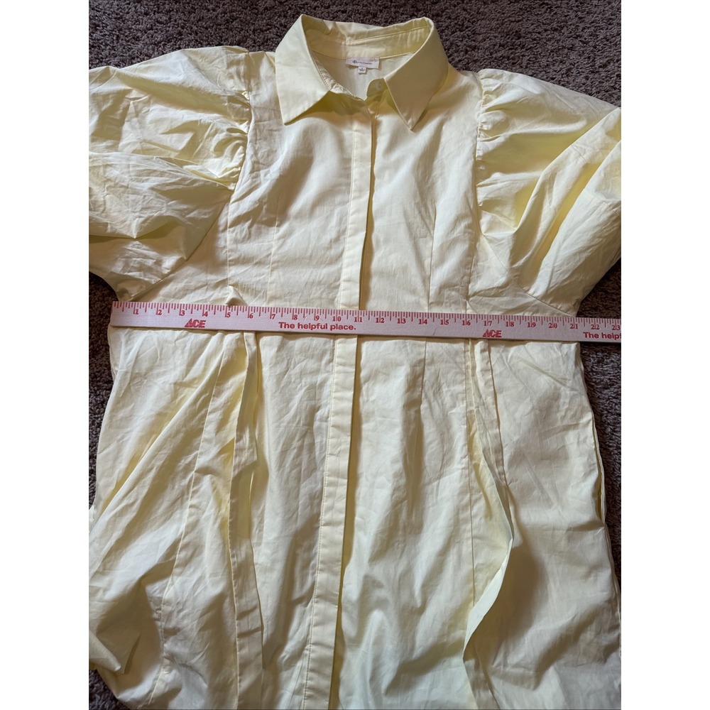 Reminiscence Yellow Statemebtbsleeve Mini Shirt Dress Size Large - Picture 7 of 9